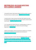 MIDTERM EDUC 400 EXAM QUESTIONS WITH CORRECT ANSWERS