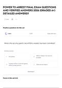 POWER TO ARREST FINAL EXAM QUESTIONS AND VERIFIED ANSWERS 2026 &lpar;GRADED A&plus;&rpar; DETAILED ANSWERS&excl;&excl;