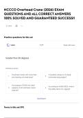 NCCCO Overhead Crane &lpar;2026&rpar; EXAM QUESTIONS AND ALL CORRECT ANSWERS 100&percnt; SOLVED AND GUARANTEED SUCCESS&excl;&excl;