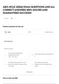 ABO-NCLE  &lpar;2026&rpar; EXAM QUESTIONS AND ALL CORRECT ANSWERS 100&percnt; SOLVED AND GUARANTEED SUCCESS&excl;&excl;