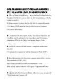 COR TRAINING QUESTIONS AND ANSWERS 2025 26 MASTER LEVEL READINESS CHECK