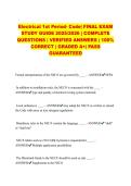Electrical 1st Period- Code&vert; FINAL EXAM STUDY GUIDE 2025&sol;2026 &vert; COMPLETE QUESTIONS &vert; VERIFIED ANSWERS &vert; 100&percnt; CORRECT &vert; GRADED A&plus;&vert; PASS GUARANTEED
