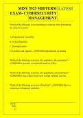 MISY 5325 MIDTERM  EXAM- CYBERSECURITY  MANAGEMENT QUESTIONS AND ANSWERS 2026 - 2027