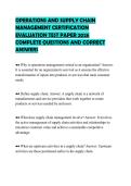 OPERATIONS AND SUPPLY CHAIN  MANAGEMENT CERTIFICATION  EVALUATION TEST PAPER 2026  COMPLETE QUESTIONS AND CORRECT  ANSWERS 