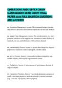 OPERATIONS AND SUPPLY CHAIN  MANAGEMENT EXAM SCRIPT FINAL  PAPER 2026 FULL SOLUTION QUESTIONS  AND ANSWERS 