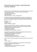 POPULATION HEALTH EXAM 1 QUESTIONS WITH VERIFIED ANSWERS