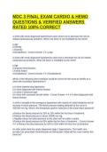 MDC 3 FINAL EXAM CARDIO & HEMO QUESTIONS & VERIFIED ANSWERS RATED 100&percnt; CORRECT
