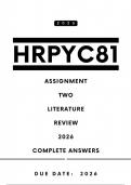 HRPYC81 Assignment 2 Answers  - Literature Review 2026 &vert; Due Date 2026