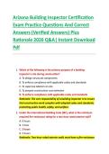 Arizona Building Inspector Certification  Exam Practice Questions And Correct  Answers &lpar;Verified Answers&rpar; Plus  Rationale 2026 Q&A&vert; Instant Download  Pdf  