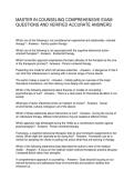 MASTER IN COUNSELING COMPREHENSIVE EXAM  QUESTIONS AND VERIFIED ACCURATE ANSWERS
