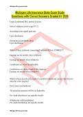 Michigan Life Insurance State Exam Study Questions with Correct Answers Graded A&plus; 2026