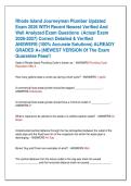 Rhode Island Journeyman Plumber Updated  Exam 2026 WITH Recent Newest Verified And  Well Analyzed Exam Questions  &lpar;Actual Exam  2026-2027&rpar; Correct Detailed & Verified  ANSWERS &lpar;100&percnt; Accurate Solutions&rpar; ALREADY  GRADED A&plus;&vert;&vert;NEWEST VERSION Of The Exam  Guara