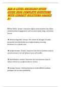 AQA A-LEVEL SOCIOLOGY STUDY GUIDE 2026 COMPLETE QUESTIONS WITH CORRECT SOLUTIONS GRADED A&plus;