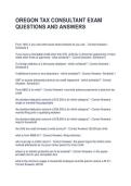 OREGON TAX CONSULTANT EXAM QUESTIONS AND ANSWERS