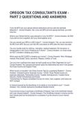 OREGON TAX CONSULTANTS EXAM - PART 2 QUESTIONS AND ANSWERS