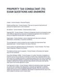 PROPERTY TAX CONSULTANT &lpar;TX&rpar; EXAM QUESTIONS AND ANSWERS