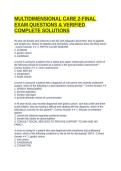 MULTIDIMENSIONAL CARE 2-FINAL EXAM QUESTIONS & VERIFIED COMPLETE SOLUTIONS