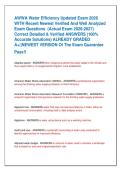 AWWA Water Efficiency Updated Exam 2026  WITH Recent Newest Verified And Well Analyzed  Exam Questions  &lpar;Actual Exam 2026-2027&rpar;  Correct Detailed & Verified ANSWERS &lpar;100&percnt;  Accurate Solutions&rpar; ALREADY GRADED  A&plus;&vert;&vert;NEWEST VERSION Of The Exam Guarantee   Pass
