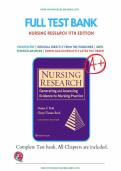 Test bank for Nursing Research Generating and Assessing Evidence for Nursing Practice 11th Edition with test questions and answers graded A&plus;