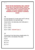 WASTE WATER ENGINEERING FINAL VERIFIED  EXAM AND STUDYGUIDE NEWEST 2026&sol;2027  ACTUAL EXAM COMPLETE 300 QUESTIONS AND  CORRECT DETAILED ANSWERS &lpar;VERIFIED  ANSWERS&rpar; &vert;ALREADY GRADED A&plus;&vert;&vert;NEWEST  EXAM&excl;&excl;&excl;