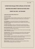 Certified Public Manager &lpar;CPM&rpar; Certification ACTUAL EXAM QUESTIONS AND CORRECT VERIFIED SOLUTIONS LATEST UPDATE THIS YEAR &ndash; JUST RELEASED