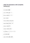ASQ Test Questions with Complete Solutions
