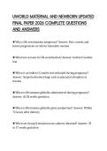 UWORLD MATERNAL AND NEWBORN UPDATED  FINAL PAPER 2026 COMPLETE QUESTIONS  AND ANSWERS 