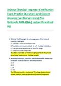 Arizona Electrical Inspector Certification  Exam Practice Questions And Correct  Answers &lpar;Verified Answers&rpar; Plus  Rationale 2026 Q&A&vert; Instant Download  Pdf  