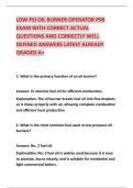 LOW PSI OIL BURNER OPERATOR P99  EXAM WITH CORRECT ACTUAL  QUESTIONS AND CORRECTLY WELL  DEFINED ANSWERS LATEST ALREADY  GRADED A&plus; 