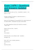Exam 3 APN 1 Questions and Answers Updated 2026