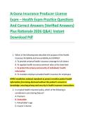 Arizona Insurance Producer License  Exam &ndash; Health Exam Practice Questions  And Correct Answers &lpar;Verified Answers&rpar;  Plus Rationale 2026 Q&A&vert; Instant  Download Pdf