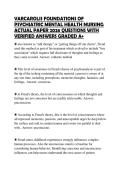 VARCAROLIS FOUNDATIONS OF  PSYCHIATRIC MENTAL HEALTH NURSING  ACTUAL PAPER 2026 QUESTIONS WITH  VERIFIED ANSWERS GRADED A&plus;