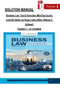 SOLUTION MANUAL  Business Law&colon; Text & Exercises &lpar;MindTap Course  List&rpar;10th Edition by Roger LeRoy Miller&comma; William E&period;  Hollowell  Chapters 1 - 43&comma; Complete