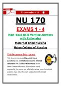 NU 170 Exams 1&ndash;4 &lpar;PDF&rpar; &vert; 2026 Maternal Child NCLEX Questions &vert; Study Guide