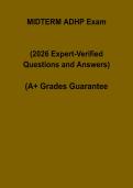ADHP 2026 Midterm Exam Study Guide PDF &vert; Practice Questions&comma; Answers & Complete Test Prep
