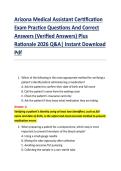 Arizona Medical Assistant Certification  Exam Practice Questions And Correct  Answers &lpar;Verified Answers&rpar; Plus  Rationale 2026 Q&A&vert; Instant Download  Pdf 