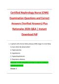 Certified Nephrology Nurse &lpar;CNN&rpar;  Examination Questions and Correct  Answers &lpar;Verified Answers&rpar; Plus  Rationales 2026 Q&A &vert; Instant  Download Pdf