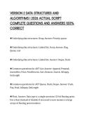 VERSION 2 DATA STRUCTURES AND  ALGORITHMS I 2026 ACTUAL SCRIPT  COMPLETE QUESTIONS AND ANSWERS 100&percnt;  CORRECT