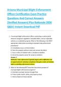 Arizona Municipal Blight Enforcement  Officer Certification Exam Practice  Questions And Correct Answers  &lpar;Verified Answers&rpar; Plus Rationale 2026  Q&A&vert; Instant Download Pdf 