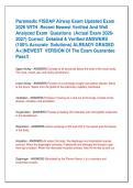 Paramedic FISDAP Airway Exam Updated Exam  2026 WITH  Recent Newest Verified And Well  Analyzed Exam  Questions  &lpar;Actual Exam 2026 2027&rpar; Correct  Detailed & Verified ANSWERS  &lpar;100&percnt; Accurate  Solutions&rpar; ALREADY GRADED  A&plus;&vert;&vert;NEWEST  VERSION Of The Exam Guara