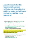 Arizona Municipal Public Safety  Telecommunicator Advanced  Certification Exam Practice Questions  And Correct Answers &lpar;Verified Answers&rpar;  Plus Rationale 2026 Q&A&vert; Instant  Download Pdf
