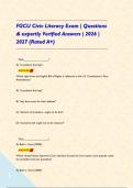 FGCU Civic Literacy Exam &vert; Questions & expertly Verified Answers &vert; 2026 &vert; 2027 &lpar;Rated A&plus;&rpar;     