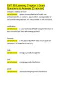 EMT JB Learning Chapter 1 Exam Questions & Answers &lpar;Grade A&plus;&rpar;&period;docx
