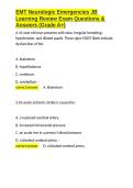 EMT Neurologic Emergencies JB Learning Review Exam Questions & Answers &lpar;Grade A&plus;&rpar;&period;docx