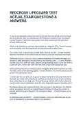 REDCROSS LIFEGUARD TEST ACTUAL EXAM QUESTIONS & ANSWERS