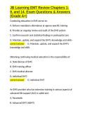 JB Learning EMT Review Chapters 1-9&comma; and 14&period; Exam Questions & Answers &lpar;Grade A&plus;&rpar;&period;docx