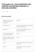 FTCE Health k-12 - EXAM QUESTIONS AND VERIFIED ANSWERS 2026 &lpar;GRADED A&plus;&rpar; DETAILED ANSWERS&excl;&excl;