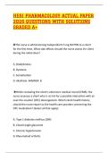 HESI PHARMACOLOGY ACTUAL PAPER 2026 QUESTIONS WITH SOLUTIONS GRADED A&plus;