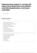 Pathophysiology Chapter 14- test bank 7th Edition EXAM QUESTIONS AND VERIFIED ANSWERS 2026&lpar;GRADED A&plus;&rpar; DETAILED ANSWERS&excl;&excl;