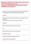 FIREFIGHTER HAZMAT OPS TEST FINAL EXAM &vert;2026 Newest  Update &vert;Recently testing real exam  questions&vert;COMPREHENSIVE QUESTIONS AND VERIFIED  ANSWERS&vert; Already graded A&plus; 